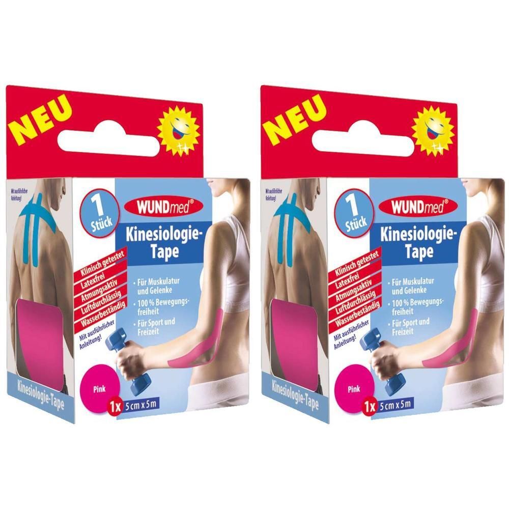 Kinesiologie Tape 5 cmx5 m pink 2x 2x1 St Verband
