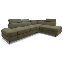 ECKSOFA AVISE MV R-S Grün Velours-Stoff mit Schlaffunktion