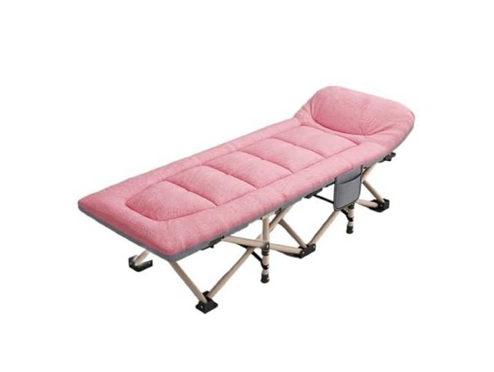 Xumh2024-3 Klappbett Klappbett for die Mittagspause, Büro, Nickerchen for eine Person, einfacher Krankenhaus-Loungesessel, tragbarer Marschstuhl for den Außenbereich(Pink)