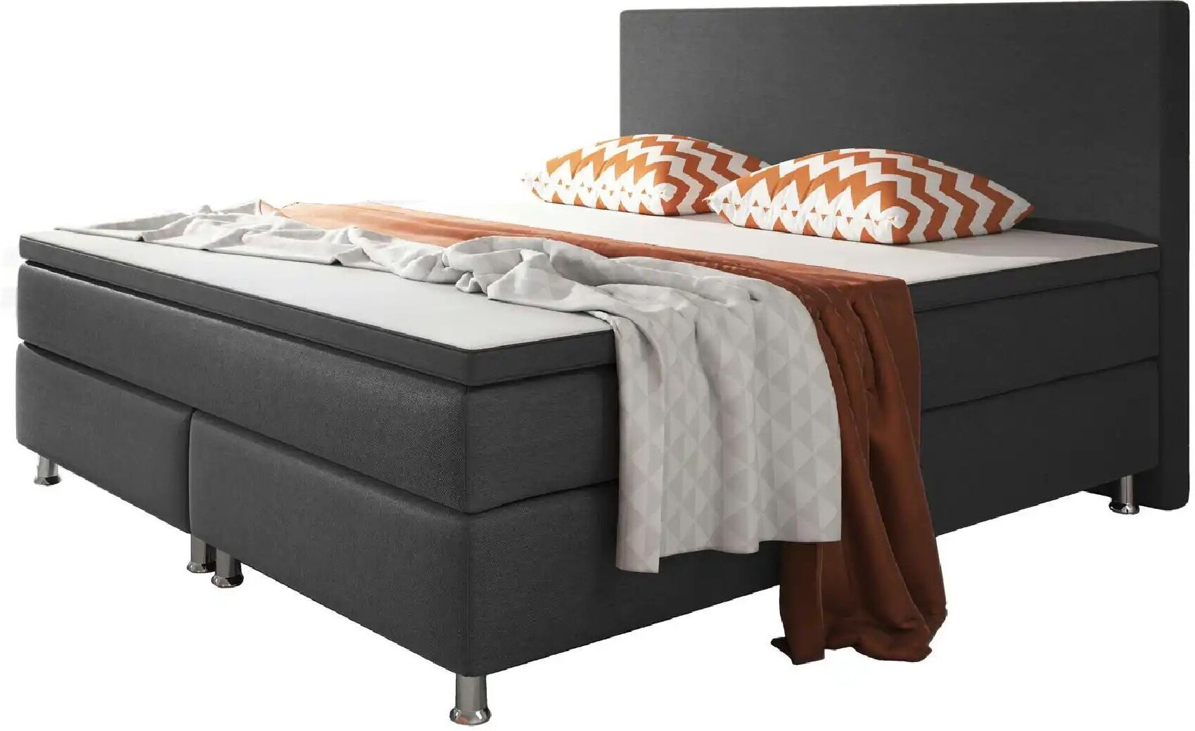 Höffner Boxspringbett  Berlin ¦ grau ¦ Maße (cm): B: 180 H: 115