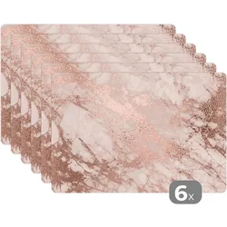 PLATZSETS 6er-Set Marmor - Rosa - Luxus - Marmoroptik - Glitzer - Design Telleruntersetzer 45x30 cm