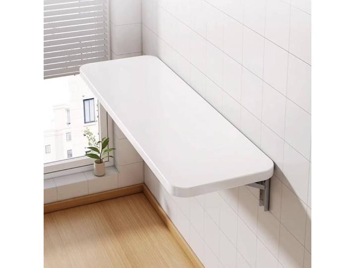 Table murale rabattable en bois aggloméré - OHMG - L80×P50cm - Blanc