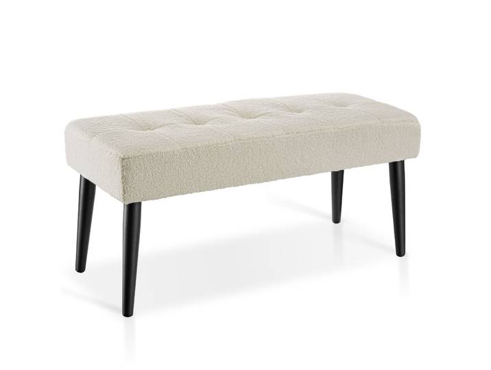 Sitzbank Glora gepolstert, mit Steppmuster, 220 kg belastbar - Bouclé creme