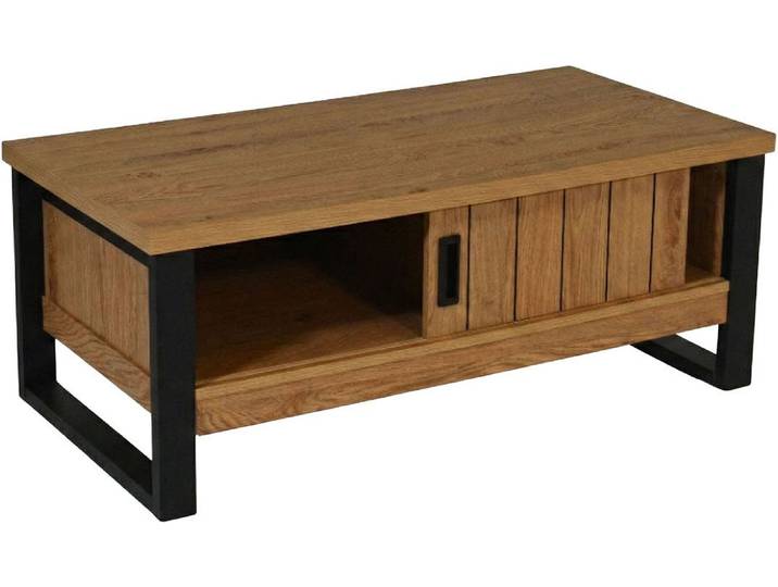 Jahnke Couchtisch RIVA COFFEE, Couchtisch mit Stauraum & Schiebetüren, Eiche-Optik, Breite: 108,5 cm