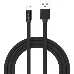 VT-5341 B - Sync- & Ladekabel, USB A -> Micro, 1,0m, baumwoll, schwarz