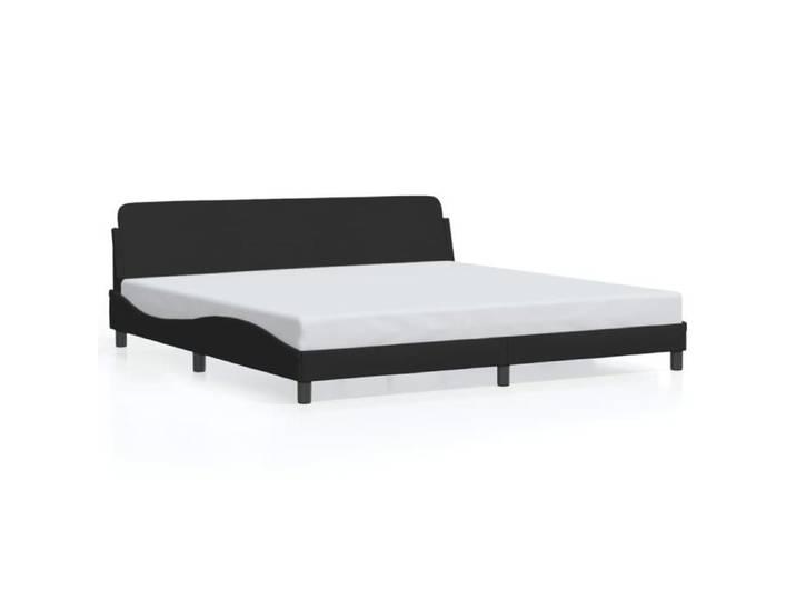 Cadre de lit double - avec tête de lit - Noir 200x200 cm - Tissu LL270804