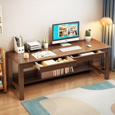 BALANBO Solid Wood Kids Desk with 2 Drawers and Storage Shelf for Study