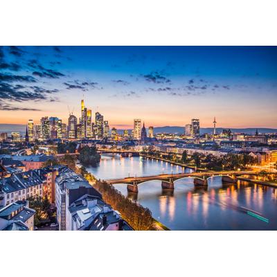Fototapete PAPERMOON "FRANKFURT-STADT FLUSS MAIN SKYLINE BRÜCKEN GEBIRGE", bunt, B:2,5m L:1,86m, Vlies, Tapeten
