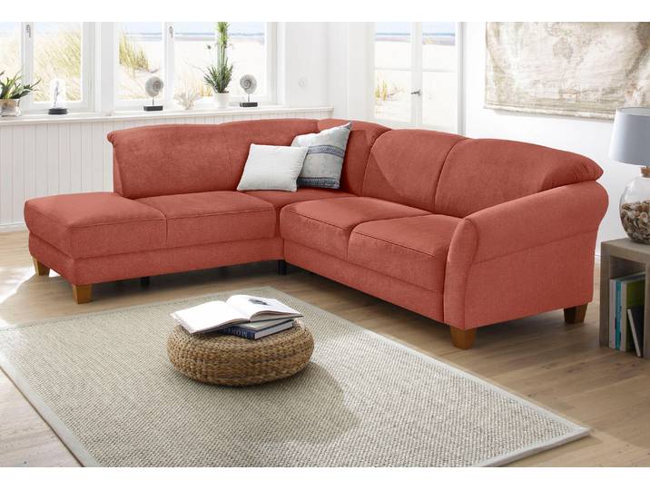 Ecksofa, Luxus-Microfaser ALTARA NUBUCK, Orange, 257×212 cm, Ottomane Links, Klassisch, Home Affaire