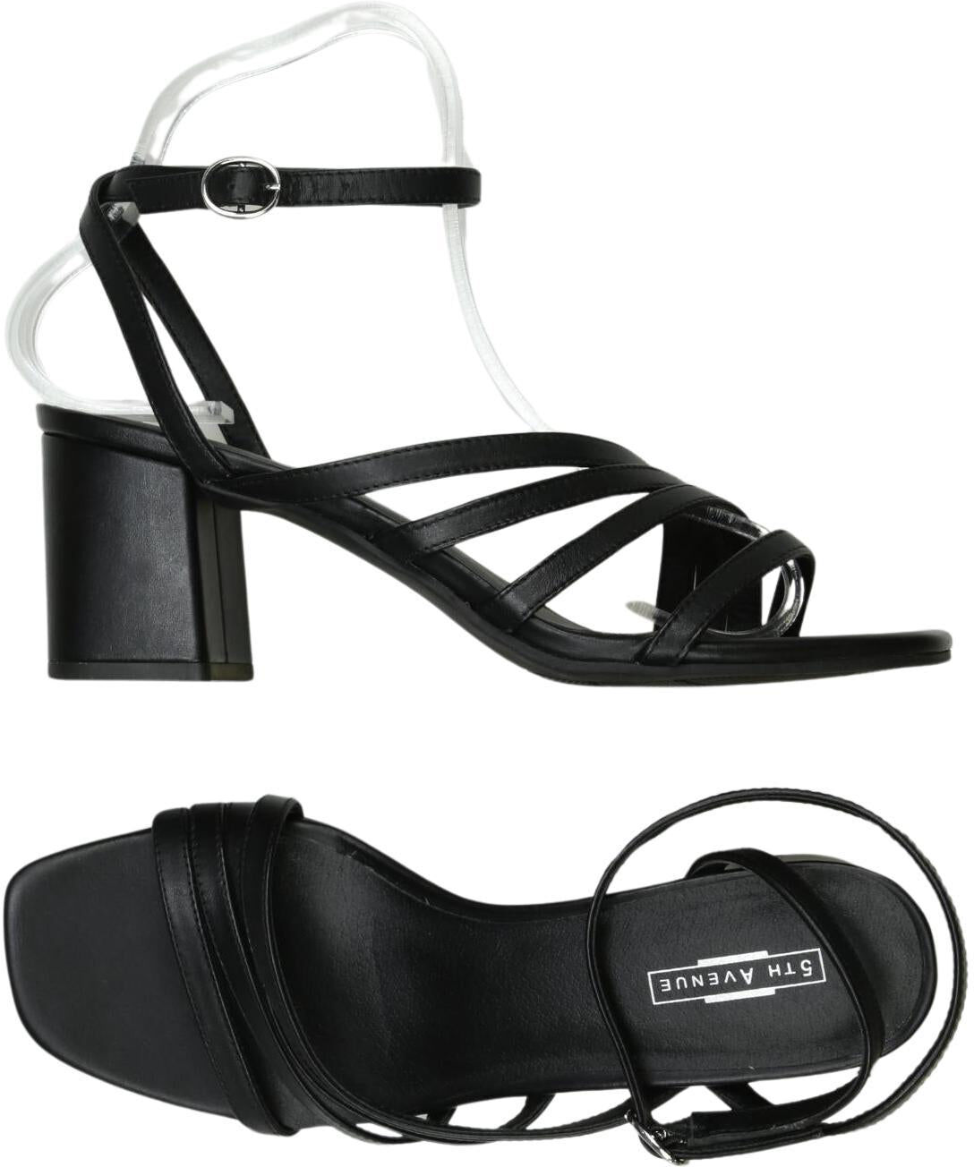5th Avenue Damen Sandalen, Schwarz, Gr. EU 39, Leder - Second Hand
