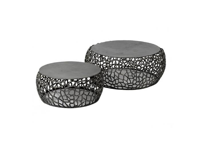Villa Möbel Couchtisch Maze (1 Tisch, 2-St), Couchtisch Set aus Metall in Schwarznickel