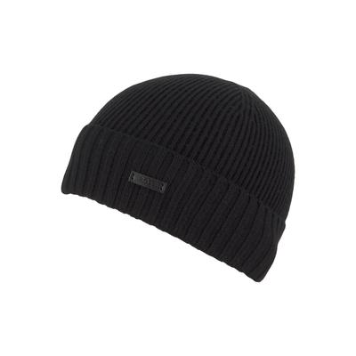 Beanie BOSS "Fati", Herren, schwarz, Grobstrick, Wolle, unifarben, Mützen Beanie, aus Wolle in Rippenstrick, unisex