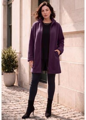 Plus Size Women's Plus Size Fleece Driving Coat by Roaman's in Dark Berry (Size 38/40)