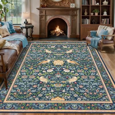 "Garvee Modern 10'X13'Area Rug,Vintage Botanical Bird Floral Boho Rug - 2'3"" x 12' Runner"