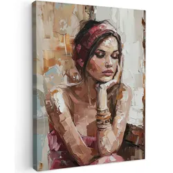 LEINWANDBILD Frau - Lackierung - Porträt - Modern Wandbild Wohnzimmer 60x80 cm