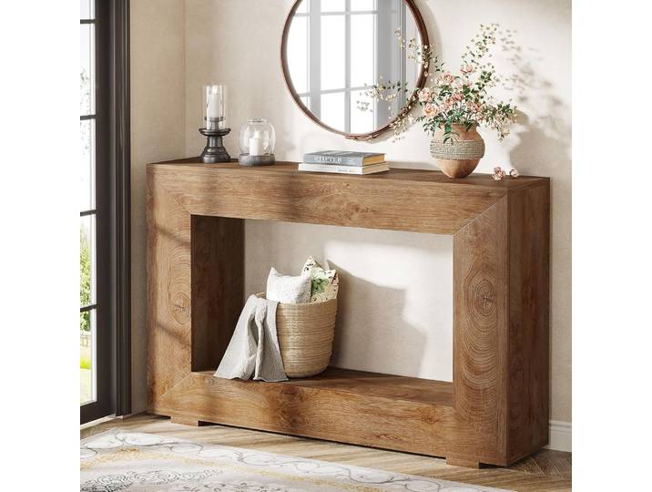 Tribesigns Table console de ferme de 47 po avec rangement, table de canapé de couloir industrielle pour entrée, salon