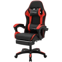 ML-Design Gaming Stuhl Rot, Kunstleder, ergonomisch, mit Fußstütze, Kopfstütze, Lendenkissen, verstellbarer Drehstuhl Bürostuhl