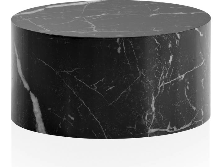 Couchtisch MONOBLOC 60x60x30cm Schwarz Hochglanz Marmoroptik Rund Modern