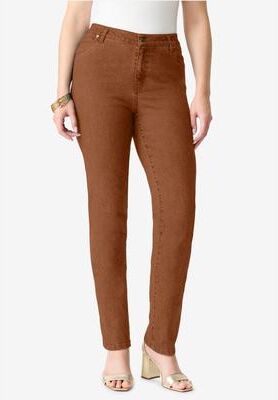 Plus Size Women's Plus Size 24/7 Straight Leg Jean by Denim 24/7 by Roamans in Cognac (Size 24 W)