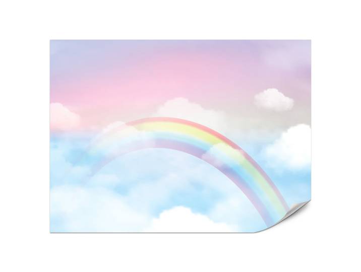 FOTOTAPETE für Schlafzimmer Regenbogen Rosa Himmel Wolken 200x140