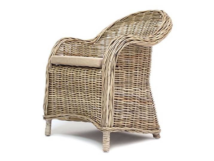FRANK FLECHTWAREN Rattansessel, Sessel, Koboo Grey 60 x 60 x 87 cm, Sitzhöhe 48, separarat bestellbar passend dazu Tisch B00JFABFUA