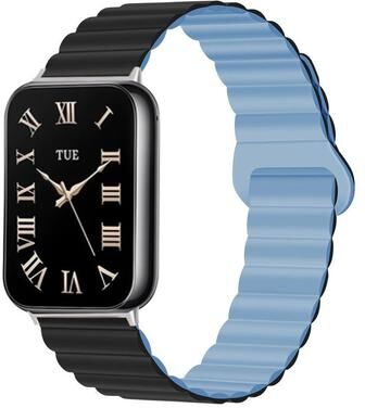 Everyday Crate Xiaomi Band 10 Pro Redmi Watch 6 5 Magnetic Silicone Watch Band With Reverse Buckle Two Color Strap black+lake Blue
