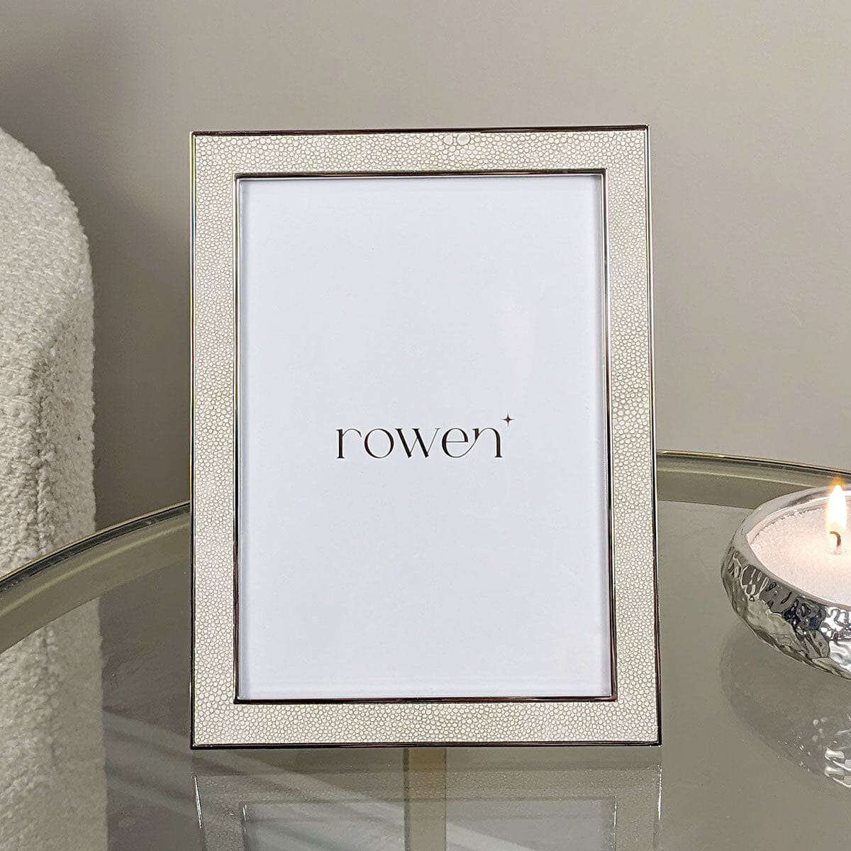 Thalia Faux Cream Shagreen Photo Frame - 5x7"