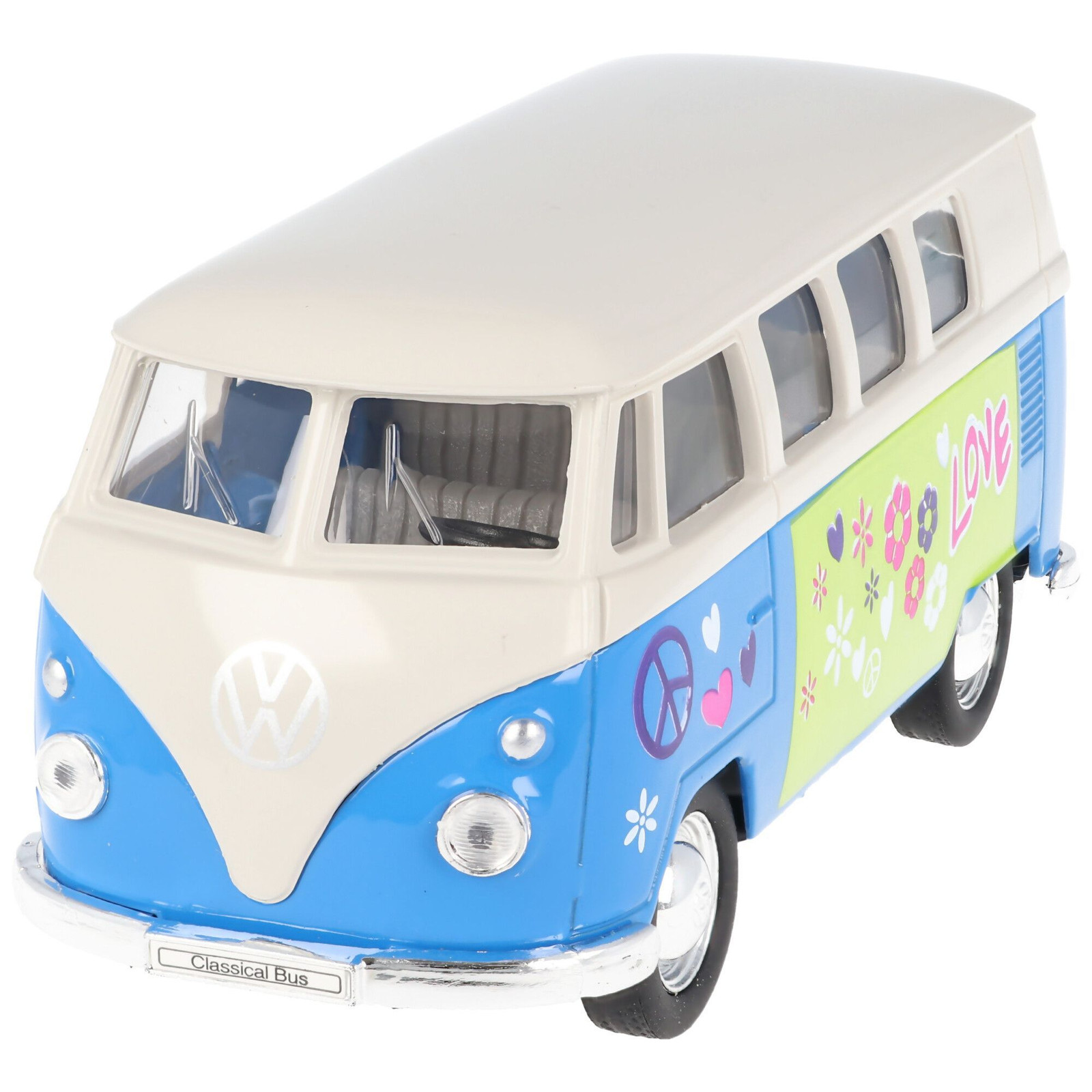 Welly VW Bus T1 (1962) Modelauto 1:34 Flower Power met openende deuren