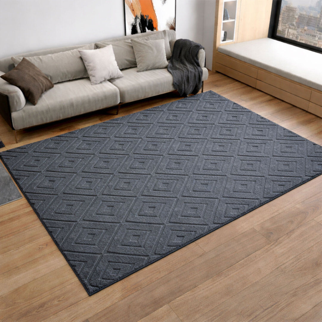 Metro Aspire Homeware Grey Geometric Area Rug Grey 200x290cm