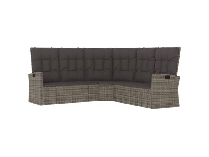 HFMDRMU Poly Rattan Ecksofa mit Liegefunktion und Kissen Grau