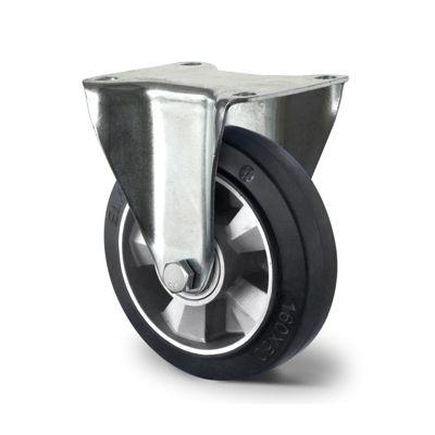 CASCOO Bockrolle BAF4, mit Rad-ø 160 mm x B 50 mm, Aluminium-Felge, Elastik-Lauffläche, schwarz, Doppelkugellager, bis 400 kg