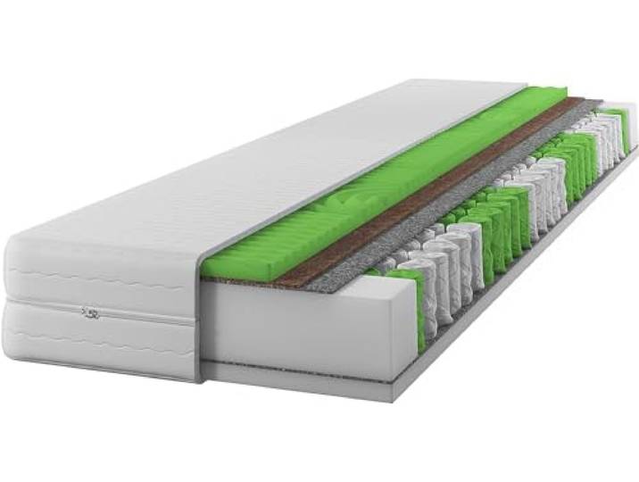 IZER Matratze 140x200 H3 / H4,17cm, 7-Zonen, Kokosnuss-Matte,Taschenfedern, Steppbezug, Federkern, Massageschaum