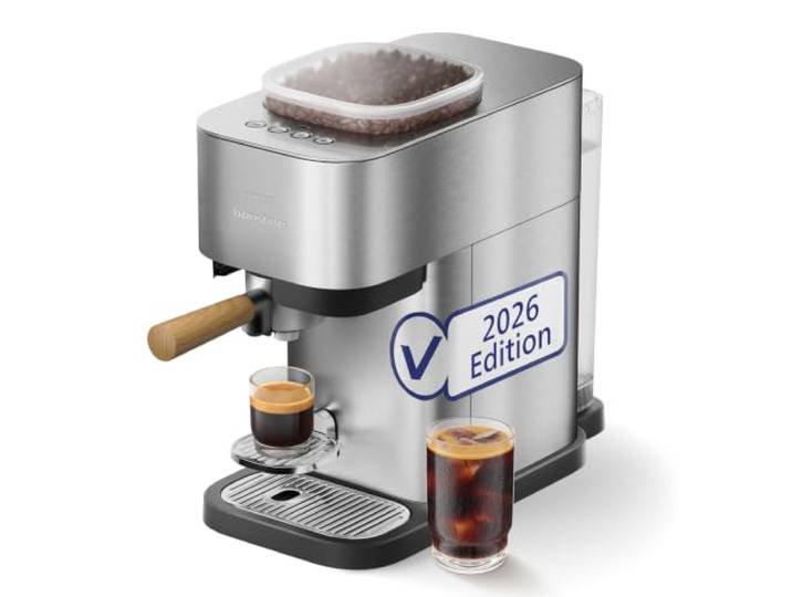 PHILIPS Baristina Plus Kaffeevollautomat, frische Bohnen, Edelstahl Espresso, Café Crema & Iced Coffee, Keramikmahlwerk, kompaktes Edelstahl-Design, leicht zu reinigen (BAR500/00)