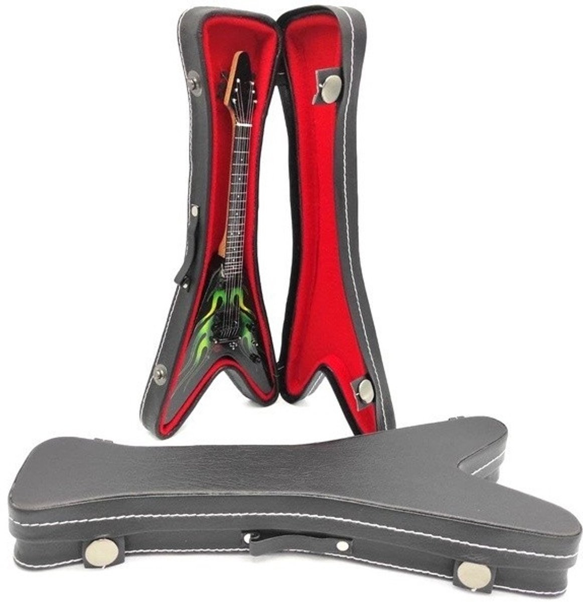 Miniatuur replica gitaarkoffer voor V-shaped gitaarmodellen, 25 cm