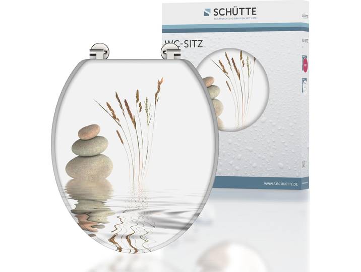 SCHÜTTE MDF WC Sitz Holzkern BALANCE, Toilettendeckel passend für viele handelsüblichen WC-Becken, Klobrille, Toilettensitz