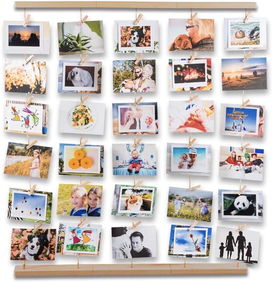 Houten Fotolijst Collage voor Fotowand Decoratie in Houtkleur - 66 x 74 cm