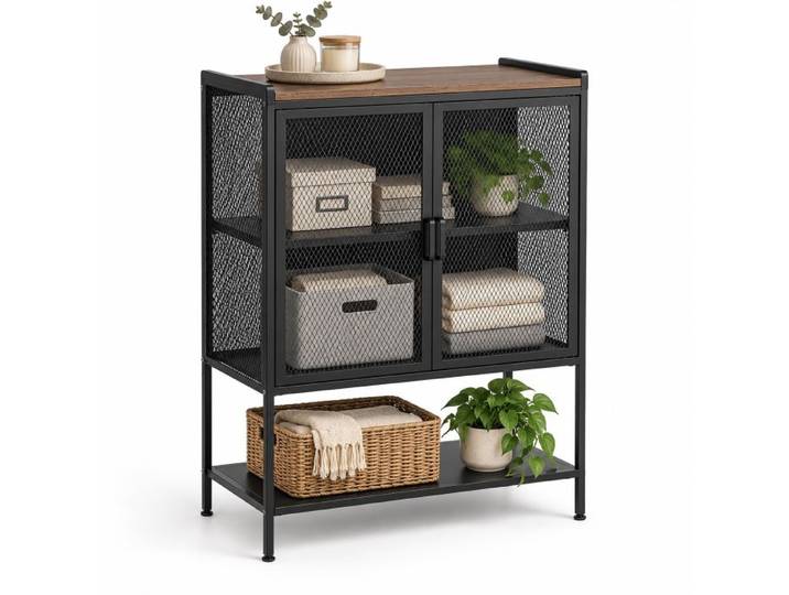 Relaxdays Armoire métal aspect bois