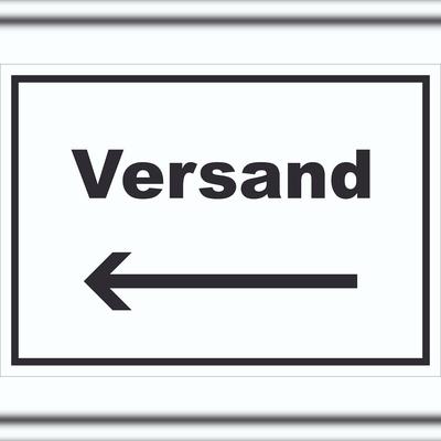 HB-Druck Versand Schild mit Text und Richtungspfeil links Lieferung shipping waagerecht A0 (841x1189mm)
