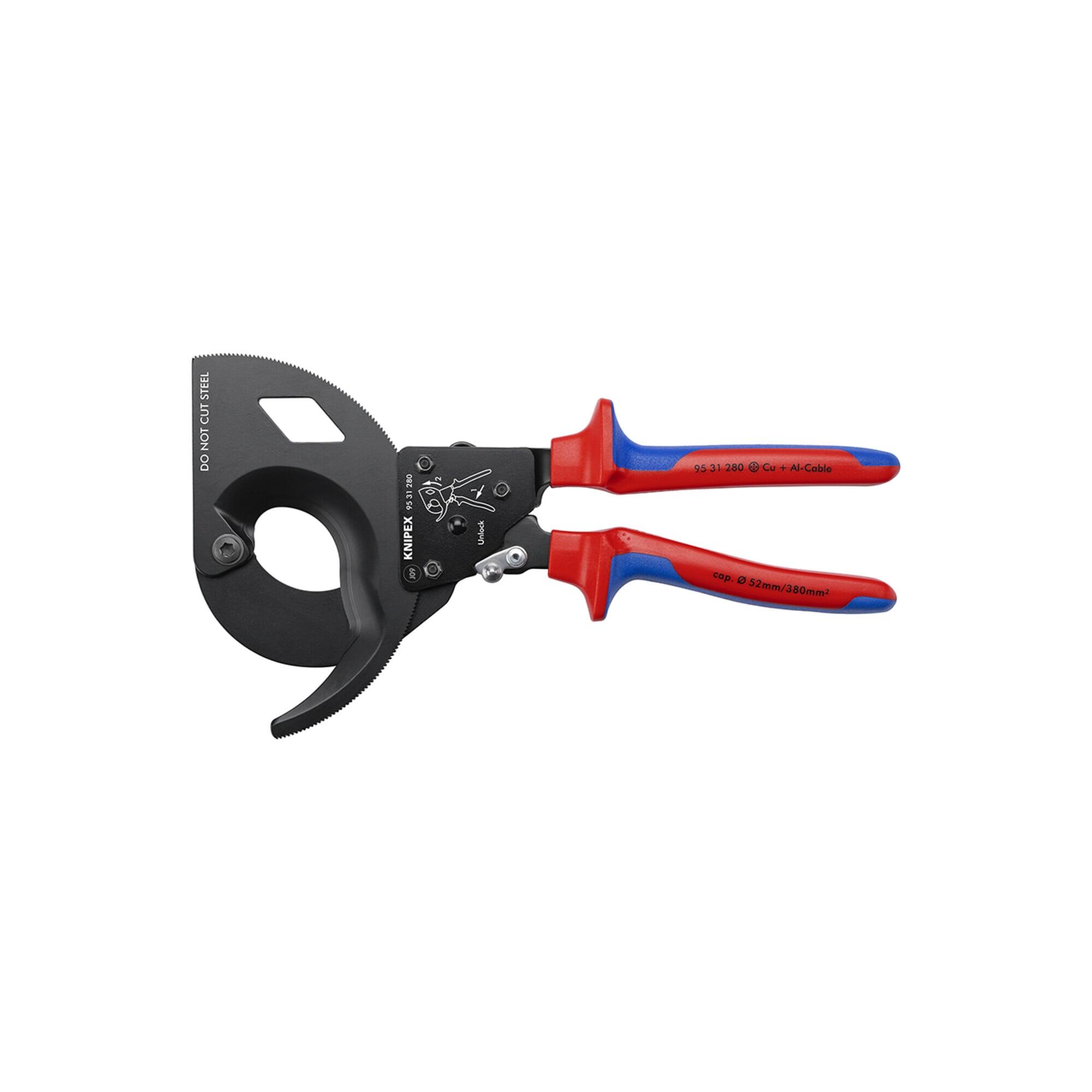 Knipex 95 31 280 Kabelschneider mit Ratschenprinzip und Öffnungsfeder L280mm)