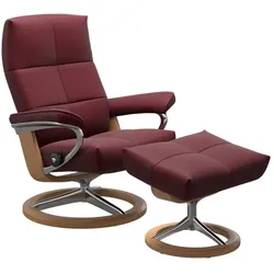 Stressless Sessel mit Hocker David Signature Leder Rot Batick Bordeaux L (Large)