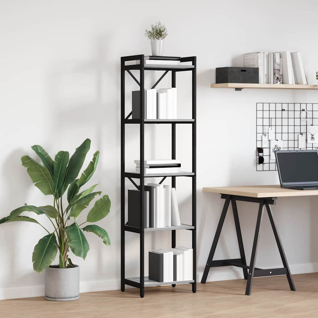 Borough Wharf Steel Bookcase Grey (5 Shelves) 153cm H x 40cm W x 30cm D