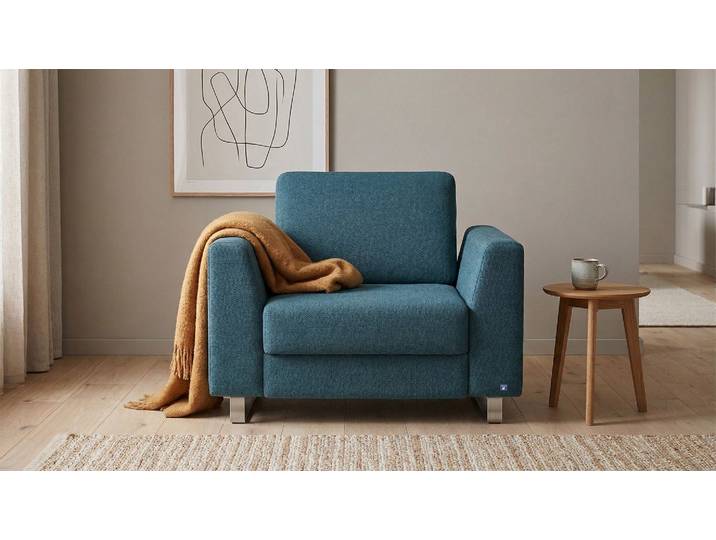 BRUNO Schlafsessel 70cm in Petrol praktische Größe stabiles Massivholz & Boxspringkomfort