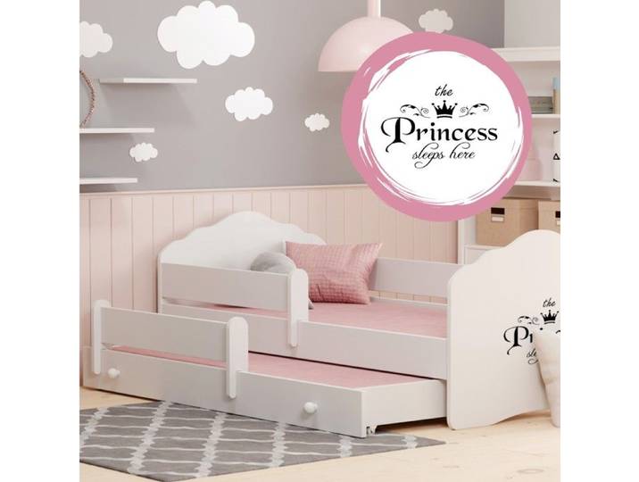 Lit gigogne double pour enfants FALA II 160x80 avec 2 matelas et 2 sommiers – avec inscription  Princesse Endormie