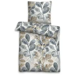 biberna® Bettwäsche Blätterranke Baumwoll Satin Einzelbett, 2tlg.