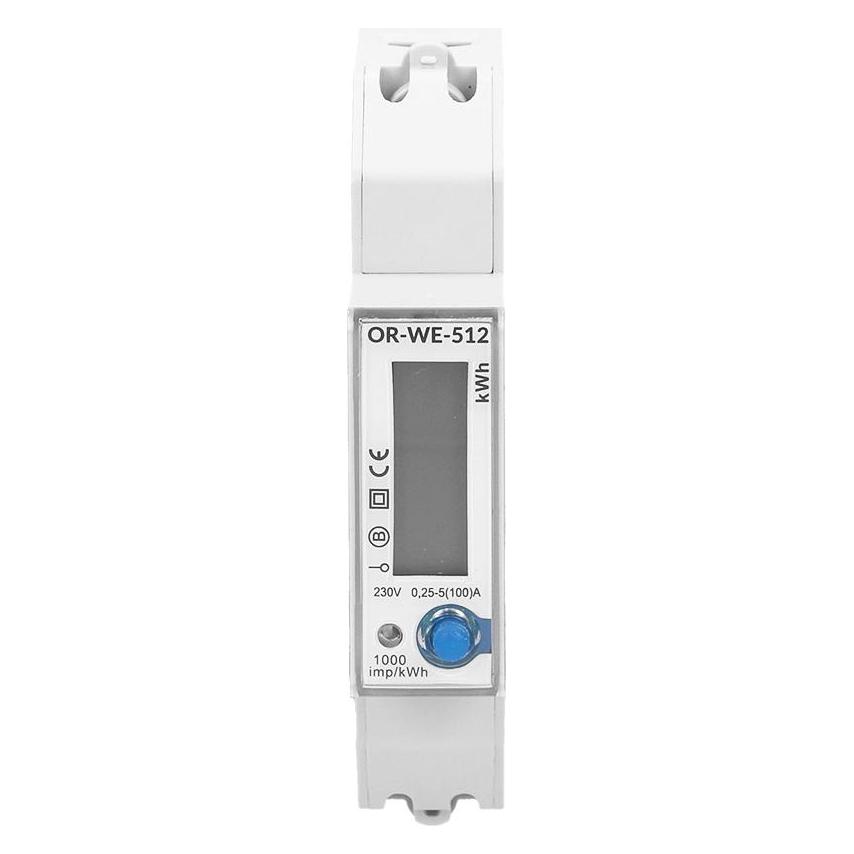MGA Orno LCD digitaler Wechselstromzähler, 1-Phasen-Anzeige des Stromverbrauchs mit MID Zertifikat, 100A (OR-WE-512)