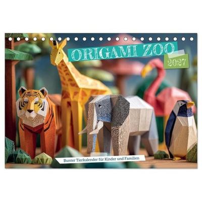 Origami Zoo - Bunter Tierkalender für Kinder und Familien (Tischkalender 2027 DIN A5 quer), CALVENDO Monatskalender