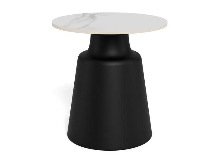 Sohome Ronde Bijzettafel Noelle Keramiek, 45cm - Wit/Zwart