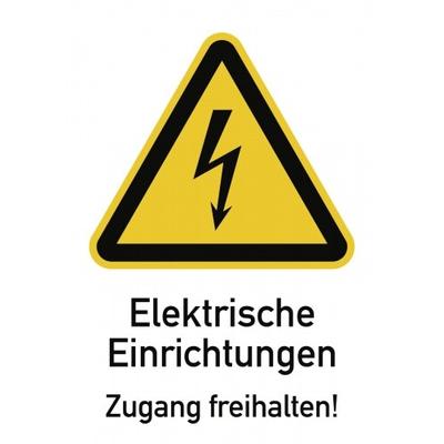Elektrische Einrichtungen Zugang freihalten!, Kombischild,Folie, 131x185 mm