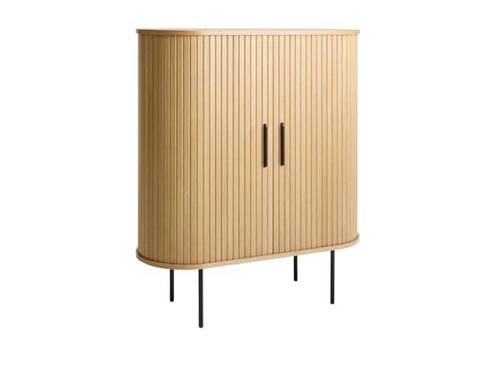 möbelando Barschrank >NOLA< mit Weinglashalter, Schiebetüren und Glasboden – aus Eiche furniert, MDF, 130x75x40 cm, naturfarben, modernes Design, zerlegt mit Anleitung, hochwertige Verarbeitung