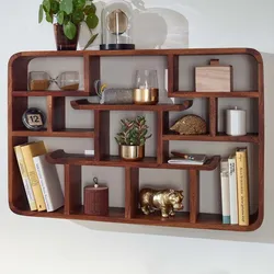 KADIMA DESIGN Modernes Wandregal aus Sheeshamholz, Elegantes und funktionales Stauraumwunder